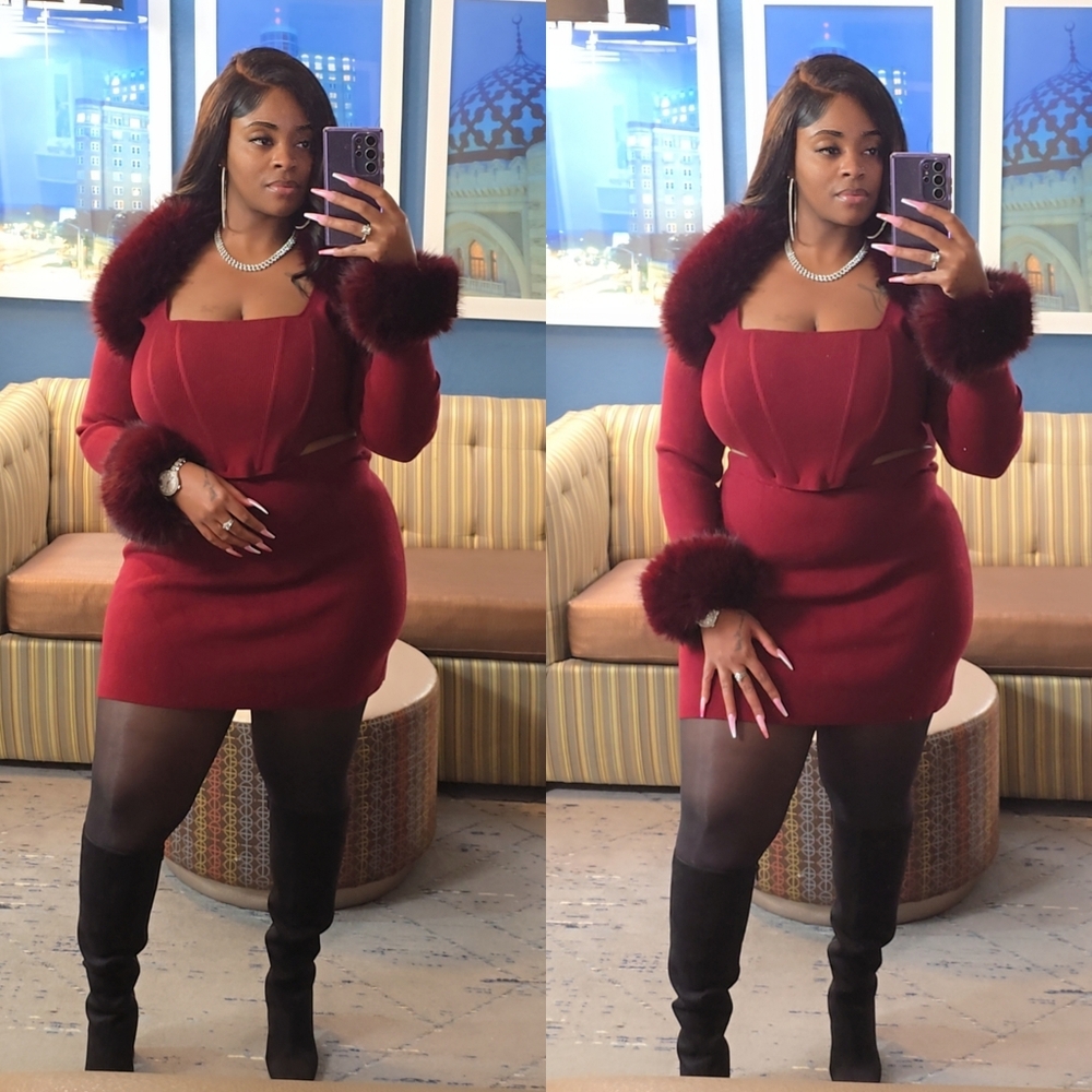 Fashion Nova 3-piece Sweater Skirt Set
